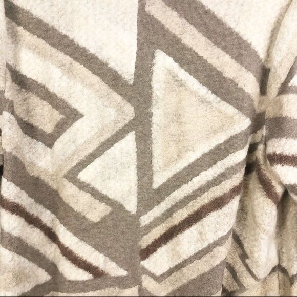 LUCKY BRAND | Intarsia Draped Cardigan Tan Aztec Print Open Front L - Picture 10 of 11